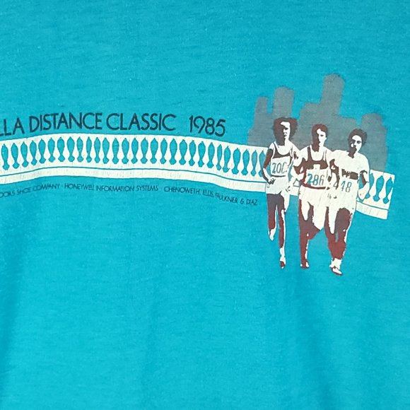 Vtg Gasparilla Distance Classic Tampa Graphic T-Shirt Men's Med Blue Sport T 80s - Picture 4 of 10
